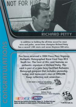 2004 Press Pass - Signings #NNO Richard Petty Back