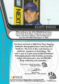 2004 Press Pass - Signings #NNO Scott Riggs Back