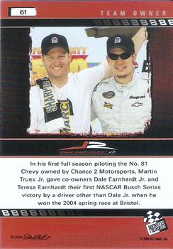 2004 Press Pass Dale Earnhardt Jr. #61 Dale Earnhardt Jr. / Martin Truex Jr. Back