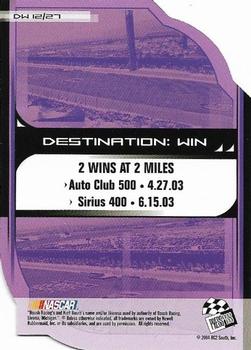 2004 Press Pass Eclipse - Destination: Win #DW 12 Kurt Busch Back