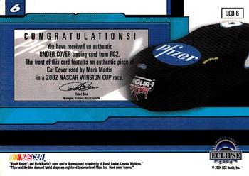 2004 Press Pass Eclipse - Under Cover Driver Silver #UCD 6 Mark Martin Back