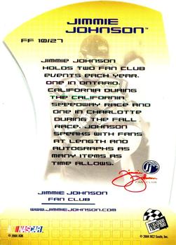 2004 Press Pass Optima - Fan Favorite #FF 10 Jimmie Johnson Back