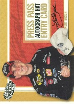 2004 Press Pass Trackside - Press Pass Autograph Hat Giveaway #PPH 5 Kurt Busch Front
