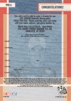 2004 Press Pass Trackside - Press Pass Autograph Hat Giveaway #PPH 8 Jeff Gordon Back