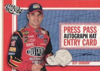 2004 Press Pass Trackside - Press Pass Autograph Hat Giveaway #PPH 8 Jeff Gordon Front
