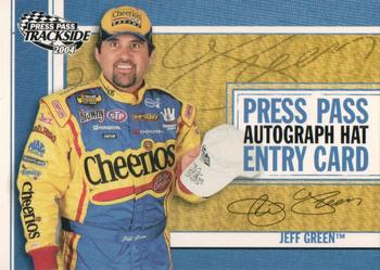 2004 Press Pass Trackside - Press Pass Autograph Hat Giveaway #PPH 9 Jeff Green Front