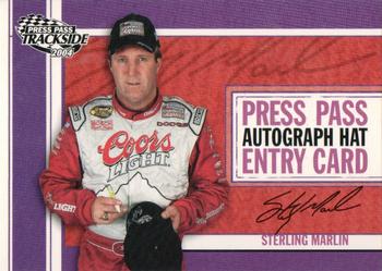 2004 Press Pass Trackside - Press Pass Autograph Hat Giveaway #PPH 18 Sterling Marlin Front