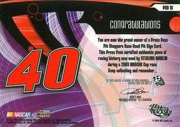 2004 Press Pass Trackside - Pit Stoppers Drivers #PSD 10 Sterling Marlin Back