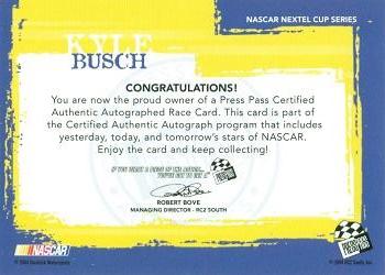 2005 Press Pass - Autographs #NNO Kyle Busch Back