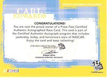 2005 Press Pass - Autographs #NNO Carl Edwards Back