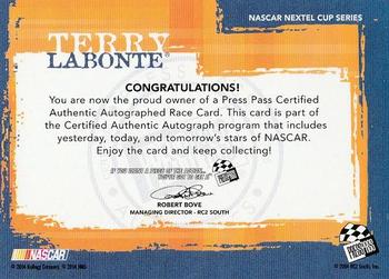 2005 Press Pass - Autographs #NNO Terry Labonte Back