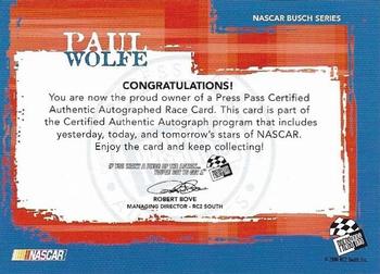 2005 Press Pass - Autographs #NNO Paul Wolfe Back