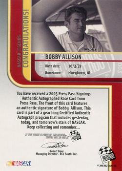 2005 Press Pass - Signings #NNO Bobby Allison Back