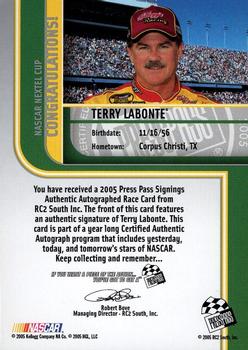 2005 Press Pass - Signings #NNO Terry Labonte Back