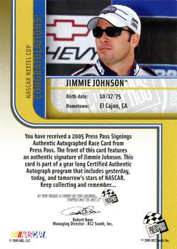2005 Press Pass - Signings Gold #NNO Jimmie Johnson Back