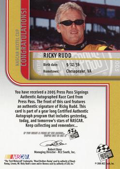 2005 Press Pass - Signings Gold #NNO Ricky Rudd Back