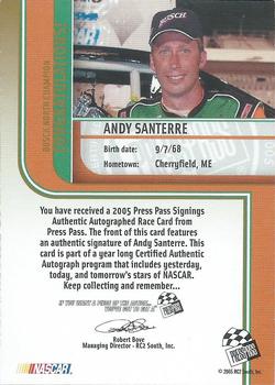 2005 Press Pass - Signings Gold #NNO Andy Santerre Back