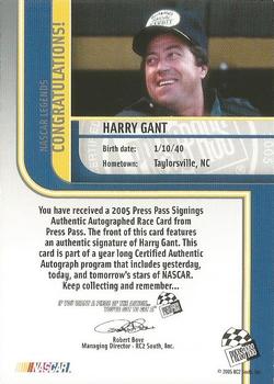 2005 Press Pass - Signings Platinum #NNO Harry Gant Back