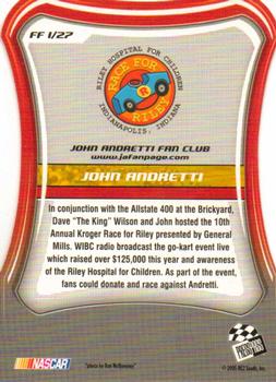 2005 Press Pass Optima - Fan Favorite #FF 1 John Andretti Back