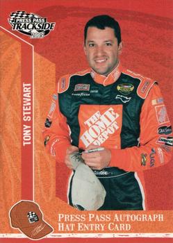 2005 Press Pass Trackside - Press Pass Autograph Hat Entry Card #PPH 31 Tony Stewart Front