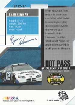 2005 Press Pass Trackside - Hot Pass #HP 12 Ryan Newman Back