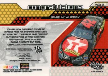 2005 Press Pass Trackside - Pit Stoppers Drivers #PSD 9 Jamie McMurray Back