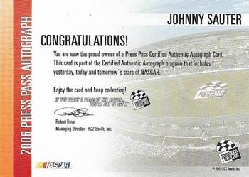 2006 Press Pass - Autographs #NNO Johnny Sauter Back