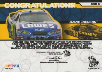 2006 Press Pass - Burning Rubber Drivers #BRD 8 Jimmie Johnson Back