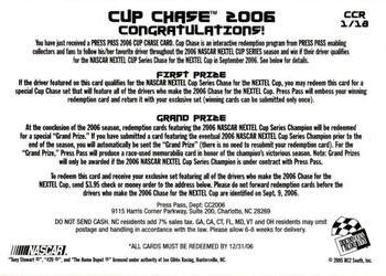 2006 Press Pass - Cup Chase #CCR 1 Tony Stewart Back