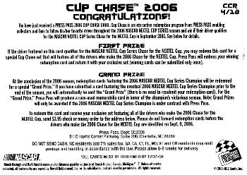 2006 Press Pass - Cup Chase #CCR 4 Kurt Busch Back