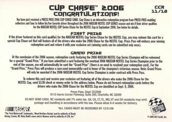 2006 Press Pass - Cup Chase #CCR 11 Ricky Rudd Back
