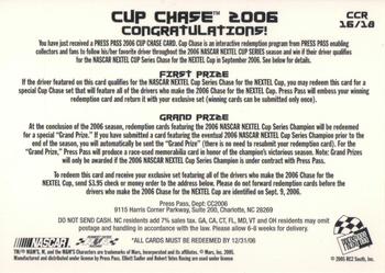 2006 Press Pass - Cup Chase #CCR 16 Elliott Sadler Back