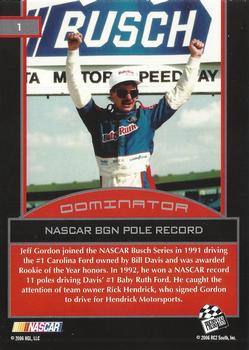 2006 Press Pass Dominator Jeff Gordon #1 Jeff Gordon '92 BGN Pole Record Back