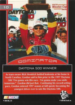 2006 Press Pass Dominator Jeff Gordon #10 Jeff Gordon '97 Daytona 500 Win Back