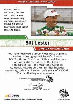 2006 Press Pass - Signings #NNO Bill Lester Back