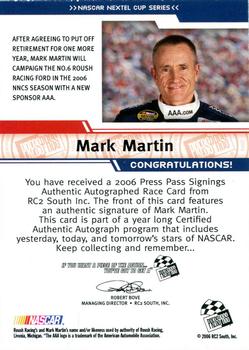 2006 Press Pass - Signings #NNO Mark Martin Back