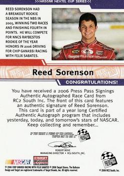 2006 Press Pass - Signings #NNO Reed Sorenson Back
