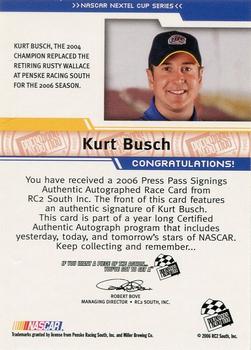 2006 Press Pass - Signings Gold #NNO Kurt Busch Back