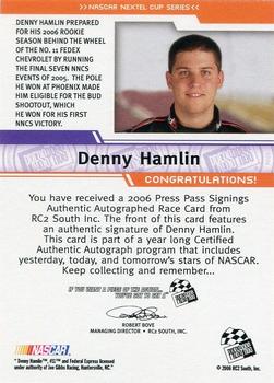 2006 Press Pass - Signings Gold #NNO Denny Hamlin Back