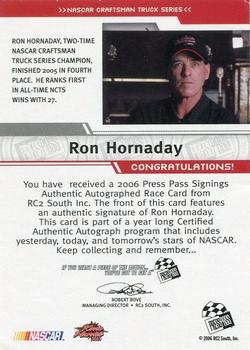2006 Press Pass - Signings Gold #NNO Ron Hornaday Back
