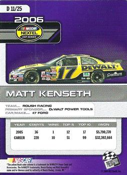 2006 Press Pass Top 25 Drivers & Rides #D 11 Matt Kenseth Back