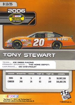 2006 Press Pass Top 25 Drivers & Rides #D 13 Tony Stewart Back