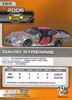 2006 Press Pass Top 25 Drivers & Rides #D 18 David Stremme Back