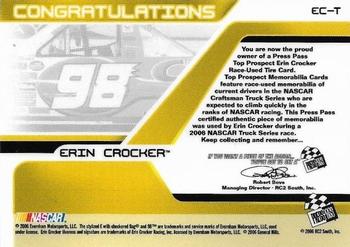2006 Press Pass - Top Prospects Tires Silver #EC-T Erin Crocker Back