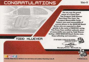 2006 Press Pass - Top Prospects Tires Silver #TK-T Todd Kluever Back