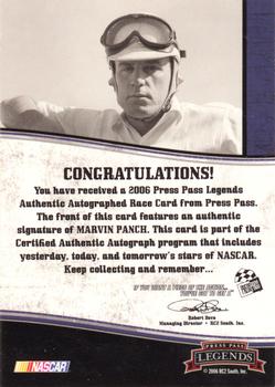 2006 Press Pass Legends - Autographs Black #NNO Marvin Panch Back