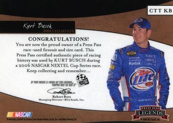 2006 Press Pass Legends - Champion Threads & Treads Bronze #CTT KB Kurt Busch Back