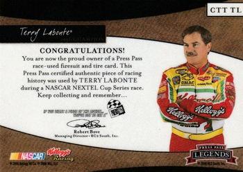 2006 Press Pass Legends - Champion Threads & Treads Bronze #CTT TL Terry Labonte Back