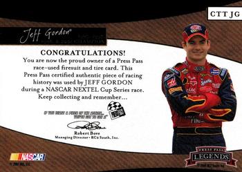 2006 Press Pass Legends - Champion Threads & Treads Bronze #CTT JG Jeff Gordon Back