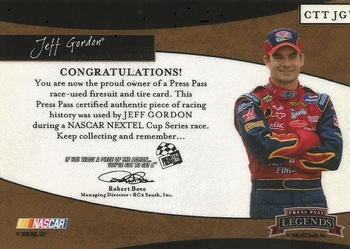 2006 Press Pass Legends - Champion Threads & Treads Gold #CTT JG Jeff Gordon Back